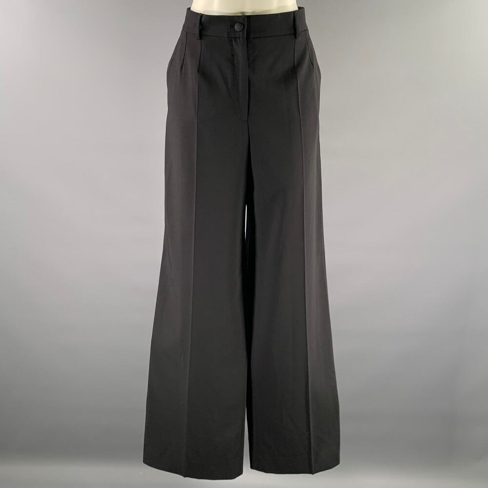 DOLCE & GABBANA Size 10 Black Wool Trouser Cut Pants